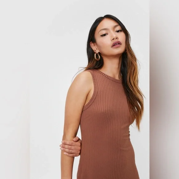Nasty Gal Ribbed Racer Midi Dress - Picture 2 of 9